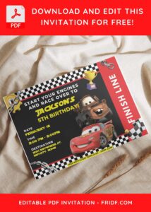 7 3 - Images of (Free PDF Invitation) Race Over Disney Cars Birthday Invitation - Template no. 8