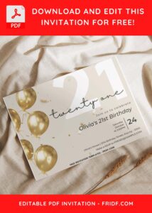 Gold Foil Balloon 21st Birthday Invitation 