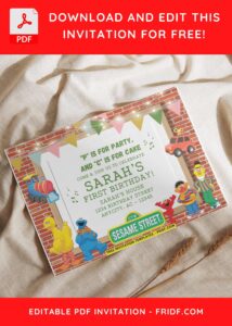 Sesame Street Birthday Invitation with Ernie and Bert