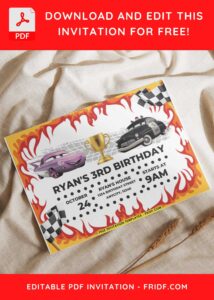 Pixar Cars Birthday Invitation 