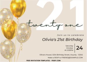 Modern 21st Birthday Invitation 