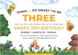 Flower And The Bee Birthday Invitation 