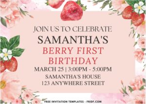 Watercolor Berry Sweet Birthday Invitation 