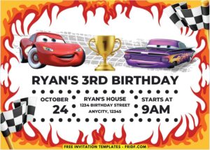 Disney Cars Birthday Invitation 