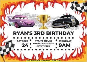 Cars Kids Birthday Invitation 