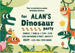 Dinosaur C - Images of (Free PDF Invitation) Dino First Birthday Invitation - Template no. 1