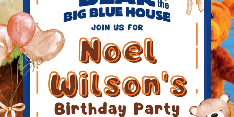 FREE Editable Bear in the Big Blue House Birthday Invitations