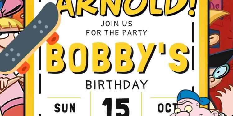 FREE Editable Hey Arnold! Birthday Invitations