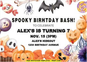 Bats And Pumpkin invitation