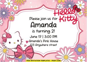 Blossoming Hello Kitty Floral Birthday Invitation 