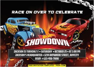 Hot Wheels A - Images of (Free PDF Invitation) Fire Sparks Hot Wheels Birthday Invitation - Template no. 3