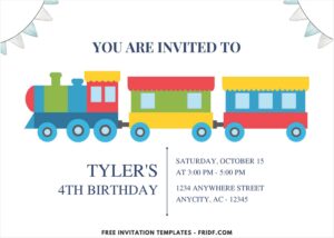 Kids Birthday A - Images of (Free PDF Invitation) Boarding Train Birthday Invitation - Template no. 3