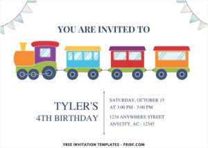 Kids Birthday B - Images of (Free PDF Invitation) Boarding Train Birthday Invitation - Template no. 2