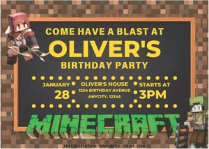 Minecraft B - Images of (Free PDF Invitation) Minecraft Sleepover Gamer Birthday Invitation - Template no. 2