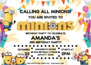 Minions Banana Theme Birthday Invitation 