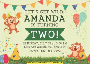 Monkey Fiesta A - Images of (Free PDF Invitation) Baby Monkey Fiesta Birthday Invitation - Template no. 3