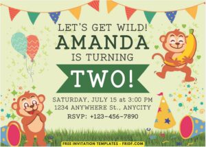 Monkey Fiesta B - Images of (Free PDF Invitation) Baby Monkey Fiesta Birthday Invitation - Template no. 2