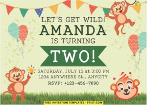 Monkey Fiesta C - Images of (Free PDF Invitation) Baby Monkey Fiesta Birthday Invitation - Template no. 1