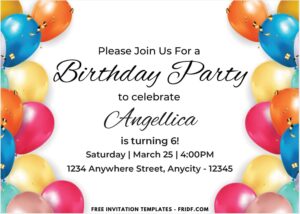 Surprise Balloons Birthday Invitation with Colorful Balloons