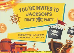 Pirate A - Images of (Free PDF Invitation) Swashbuckler Pirate Kids Birthday Invitation - Template no. 3