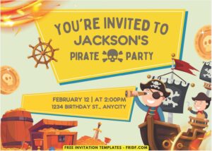 Pirate B - Images of (Free PDF Invitation) Swashbuckler Pirate Kids Birthday Invitation - Template no. 2