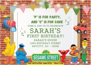 Festive Sesame Street Birthday Invitation 