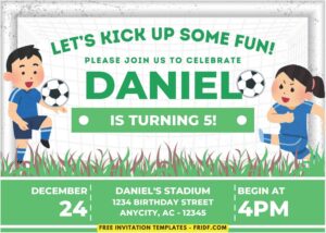 Football Soccer Pitch Birthday Invitation