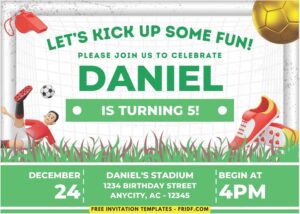 Football Soccer Pitch Birthday Invitation