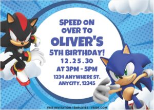 Sonic A - Images of (Free PDF Invitation) Sonic The Hedgehog Sunburst Birthday Invitation - Template no. 1