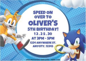 Sonic B - Images of (Free PDF Invitation) Sonic The Hedgehog Sunburst Birthday Invitation - Template no. 3