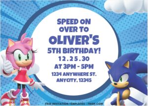 Sonic C - Images of (Free PDF Invitation) Sonic The Hedgehog Sunburst Birthday Invitation - Template no. 2