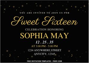 Sweet 16 A - Images of (Free PDF Invitation) Gleaming Gold Sparkle Sweet 16 Birthday Invitation - Template no. 1