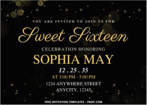 Sweet 16 B - Images of (Free PDF Invitation) Gleaming Gold Sparkle Sweet 16 Birthday Invitation - Template no. 3