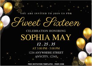 Sweet 16 C - Images of (Free PDF Invitation) Gleaming Gold Sparkle Sweet 16 Birthday Invitation - Template no. 2