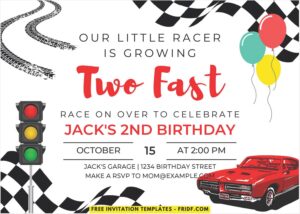 Race Car 2nd Birthday Invitation 