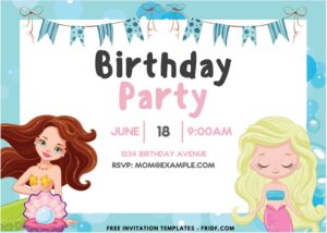 Under The Sea B - Images of (Free PDF Invitation) Sea-lebration Mermaid Children Birthday Invitation - Template no. 2