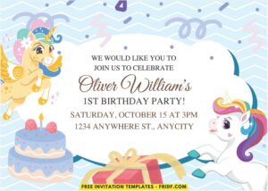 Unicorn A - Images of (Free PDF Invitation) Rainbow Unicorn Fiesta Birthday Invitation - Template no. 3