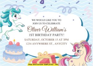 Unicorn B - Images of (Free PDF Invitation) Rainbow Unicorn Fiesta Birthday Invitation - Template no. 2