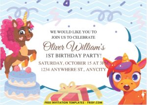 Unicorn C - Images of (Free PDF Invitation) Rainbow Unicorn Fiesta Birthday Invitation - Template no. 1