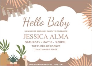 Cute Boho Invitation With Greenery Leaves