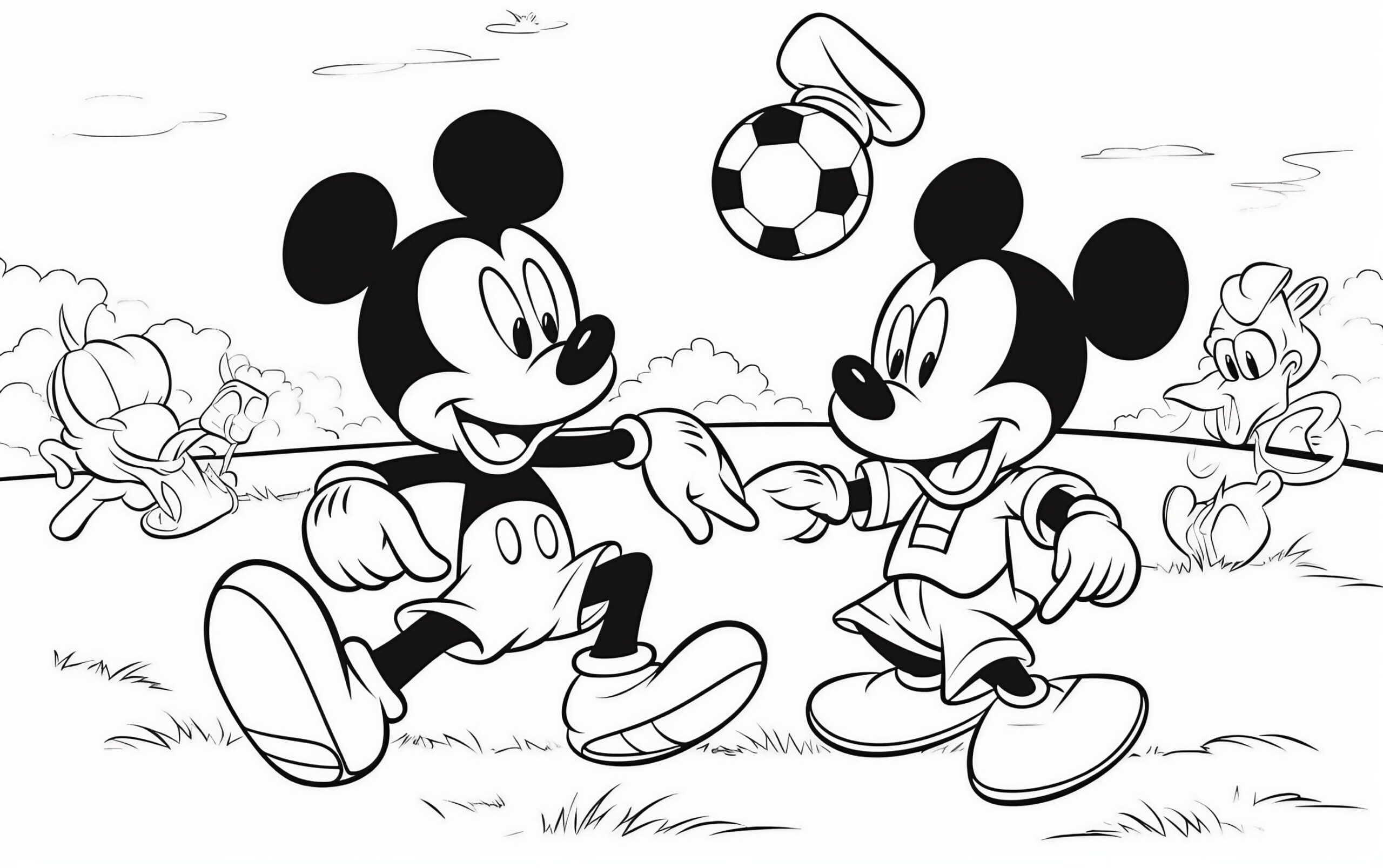 Mickey Mouse Playing Football Coloring Page 