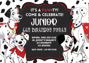 ( Free Editable PDF ) Together With 101 Dalmatians Birthday Invitation Templates One