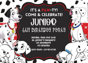 ( Free Editable PDF ) Together With 101 Dalmatians Birthday Invitation Templates Two