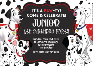 ( Free Editable PDF ) Together With 101 Dalmatians Birthday Invitation Templates Three