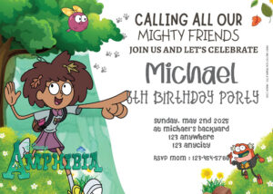 ( Free Editable PDF ) Adventure With Amphibia Birthday Invitation Templates One