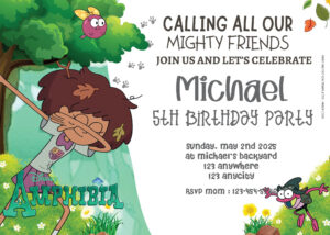 ( Free Editable PDF ) Adventure With Amphibia Birthday Invitation Templates Three