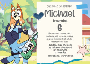 ( FREE Editable PDF ) Come Play Bluey Birthday Invitation Templates One