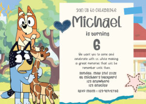 ( FREE Editable PDF ) Come Play Bluey Birthday Invitation Templates Two