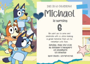 ( FREE Editable PDF ) Come Play Bluey Birthday Invitation Templates Three