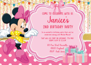 ( FREE Editable PDF ) Pinkie Minnie Mouse Birthday Invitation Templates